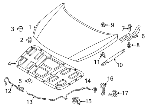 2019 Hyundai Sonata Hood & Components Cable Assembly-Hood Latch Release Diagram for 81190-C1100