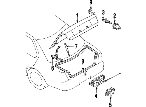 1994 Infiniti G20 Trunk Stay Assembly-Trunk Lid Diagram for 84430-50J87