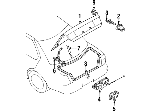 1993 Infiniti G20 Trunk Lid WEATHERSTRIP-Trunk Lid Diagram for 84830-50J00