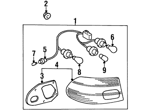 2002 Chevrolet Prizm Tail Lamps Lens, Tail Lamp Diagram for 94857197