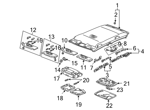 2006 Honda Accord Interior Trim - Roof Holder, Sunvisor *YR239L* (KI IVORY) Diagram for 88217-SDB-A01ZB