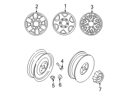 1996 Nissan Pathfinder Wheels, Covers & Trim Wheel Assy-Spare Tire Diagram for 40300-0W303