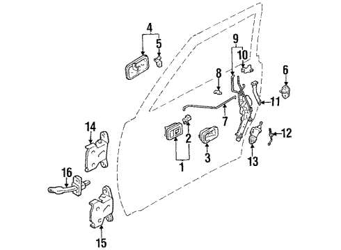 1991 Toyota 4Runner Front Door - Lock & Hardware Lower Hinge Diagram for 68740-14030