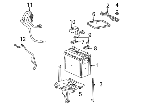 2005 Toyota MR2 Spyder Battery Tray, Battery Diagram for 74431-17020