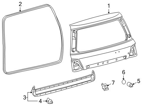 2011 Toyota Land Cruiser Lift Gate - Gate & Hardware Lift Gate Diagram for 67005-60D31