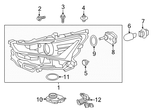 2019 Lexus IS300 Bulbs Wire, Lamp Diagram for 82214-53010