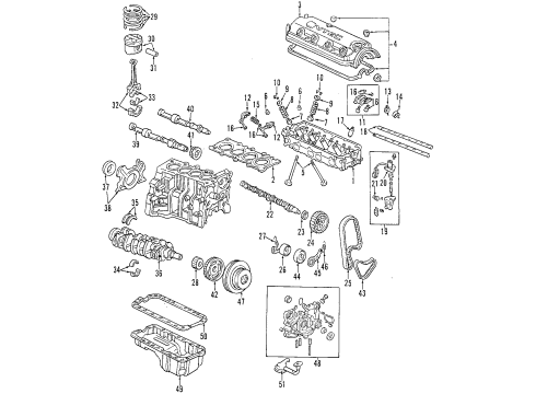 2002 Honda Accord Engine Parts, Mounts, Cylinder Head & Valves, Camshaft & Timing, Variable Valve Timing, Oil Pan, Oil Pump, Balance Shafts, Crankshaft & Bearings, Pistons, Rings & Bearings Pin, Piston Diagram for 13111-P8A-A00