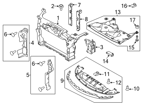 2016 Ford Taurus Radiator Support Rear Deflector Spacer Diagram for AG1Z-6096-A