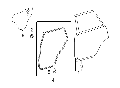 2010 Toyota 4Runner Rear Door Door Weatherstrip Diagram for 67872-35091