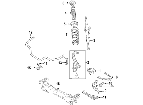 2006 Infiniti G35 Front Suspension, Lower Control Arm, Upper Control Arm, Stabilizer Bar, Suspension Components Road Wheel Hub Assembly, Front Diagram for 40202-24U00