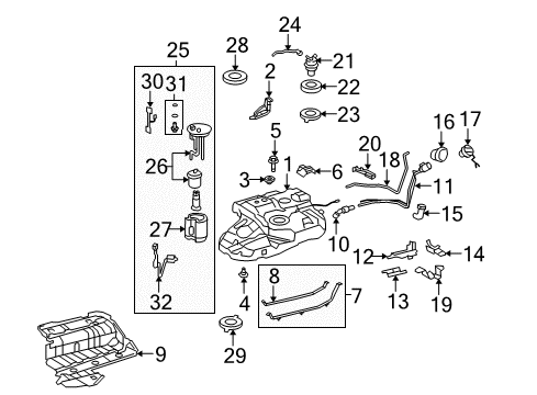 2013 Toyota Highlander Fuel Injection Support, Tank Suction Tube Diagram for 77158-08010