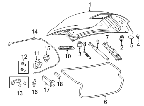 2016 Chevrolet SS Trunk Weatherstrip Diagram for 92249956