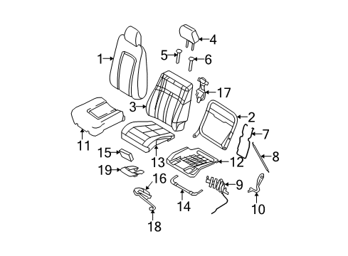 2008 Ford Expedition Front Seat Components Seat Cushion Pad Diagram for 7L1Z-78632A22-B