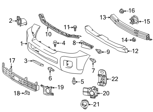 2013 Toyota Land Cruiser Parking Aid Bumper Cover Diagram for 52119-6A958