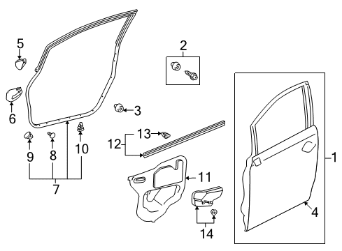2012 Lexus HS250h Front Door Panel, Front Door, Outer RH Diagram for 67111-75020