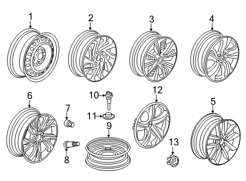 2018 Honda Civic Wheels, Covers & Trim Nut, Wheel Diagram for 90304-TBA-A01