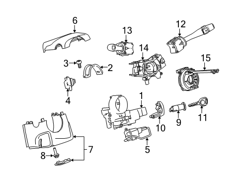 2010 Chevrolet HHR Shroud, Switches & Levers Theft Deterrent Module Assembly Diagram for 25807440