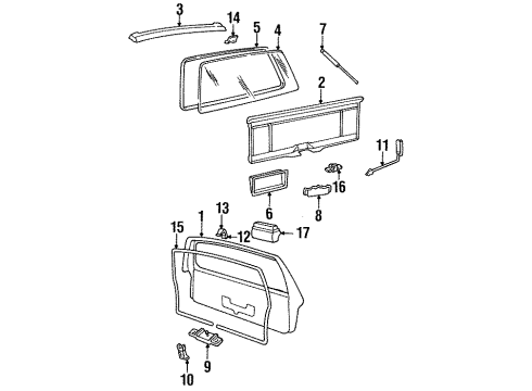 1988 Pontiac Sunbird High Mount Lamps Lamp Asm-Stop High Mounted Diagram for 5975010