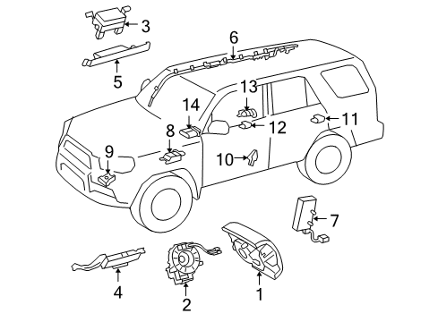 2011 Toyota 4Runner Air Bag Components Knee Air Bag Diagram for 73900-35030-C0