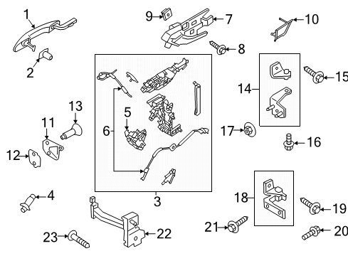 2020 Lincoln Corsair Rear Door - Lock & Hardware Lower Hinge Diagram for H1BZ-5826811-A