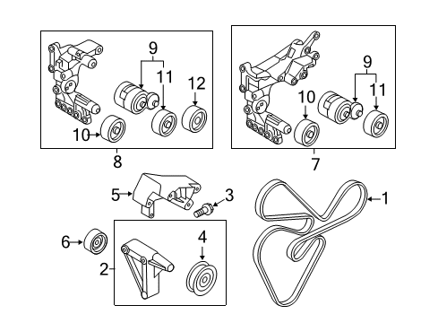 2011 Kia Forte Belts & Pulleys Ribbed V-Belt Diagram for 25212-25010