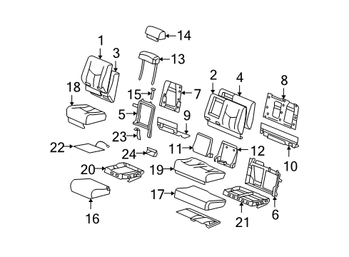 2009 Hummer H2 Second Row Seats Seat Back Panel Diagram for 88941125