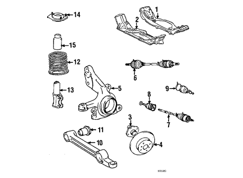 1985 Toyota Tercel Front Suspension Components, Lower Control Arm, Stabilizer Bar Front Cv Joint Boot Kit Inboard Joint Diagram for 04438-16011