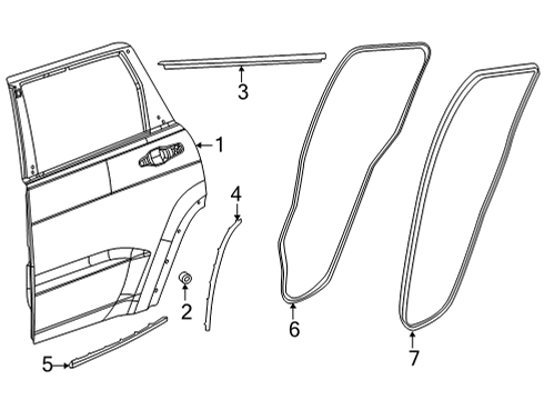 2021 Jeep Grand Cherokee L Door & Components WEATHERST-WHEELHOUSE Diagram for 68376169AB