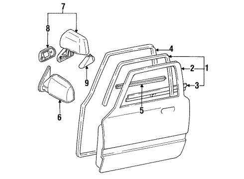 1994 Toyota Pickup Door & Components Reinforce Bar Diagram for 67122-89101