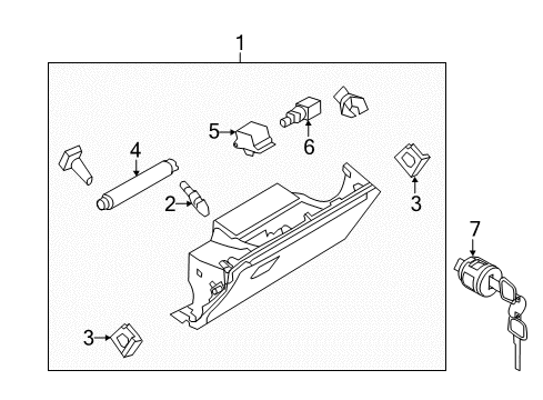 2018 Infiniti QX80 Glove Box Striker-Glove Box Lid Diagram for 68641-1LA0A