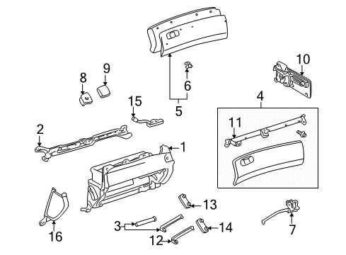 2001 Lexus LS430 Glove Box Lamp Sub-Assy, Console Box Diagram for 81206-50020