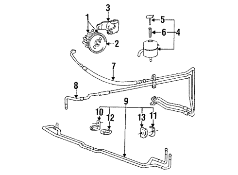 1992 Hyundai Excel P/S Pump & Hoses, Steering Gear & Linkage Reservoir Assembly-Power Steering Diagram for 57150-24120