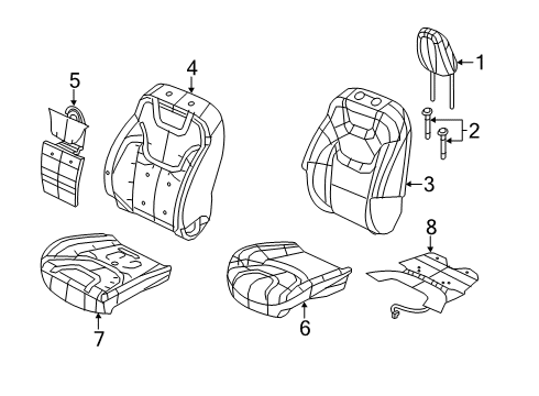 2019 Jeep Cherokee Heated Seats Foam-Seat Back Diagram for 68297942AA