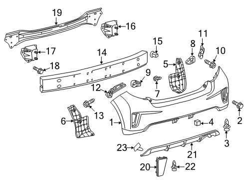 2012 Toyota Yaris Rear Bumper Bumper Guard Diagram for 52453-52010