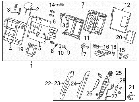 2019 Cadillac CTS Rear Seat Components Side Frame Diagram for 22985986