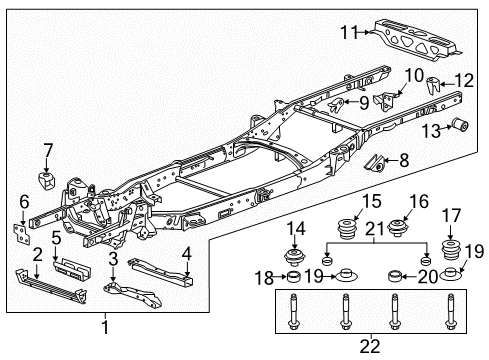 2019 Chevrolet Colorado Frame & Components Leaf Spring Rear Bushing Diagram for 94772418