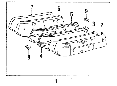 1987 BMW M6 High Mount Lamps Retrofit Kit, Brake Light Diagram for 63319058719