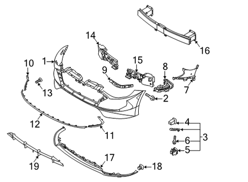 2022 Hyundai Sonata Bumper & Components - Front Cover-FR Bumper, LWR Diagram for 86512-L0010