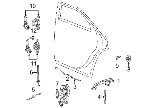 2005 Dodge Magnum Rear Door Rear Door Lower Hinge Diagram for 5065098AC