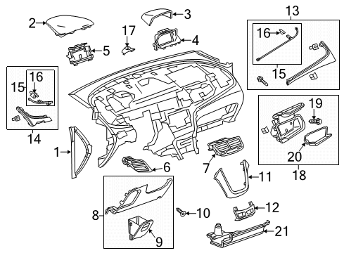 2016 Buick Encore Cluster & Switches, Instrument Panel Cluster Pad Diagram for 95266776