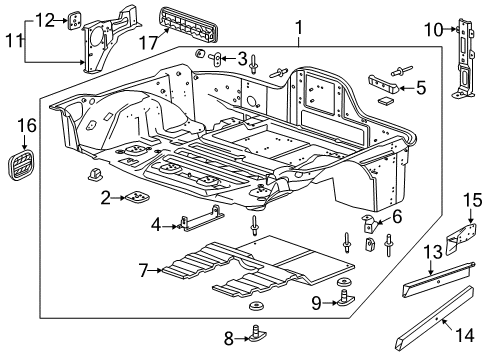 2019 Chevrolet Corvette Rear Floor & Rails Rear Floor Pan Diagram for 84407745