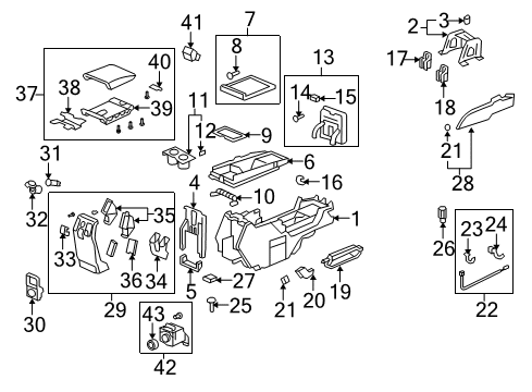 2008 Honda Pilot A/C & Heater Control Units Lock Assembly, Armrest Lid (Graphite Black) Diagram for 83430-S3V-A01ZA