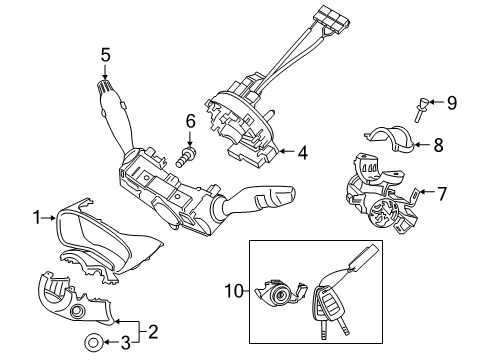 2020 Hyundai Santa Fe Shroud, Switches & Levers Key Sub Set-Steering Lock Diagram for 81900-S2D00