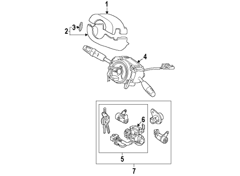 1999 Kia Sephia Switches Ignition Lock Cylinder Diagram for 0K2AB76990