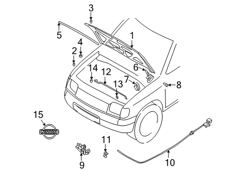 2001 Nissan Frontier Hood & Components Cable Assembly-Hood Lock Diagram for 65620-3S500