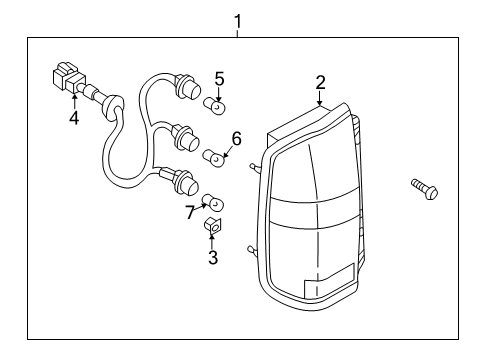 1999 Nissan Pathfinder Bulbs Lamp Assembly-Rear Combination, RH Diagram for 26550-0W025