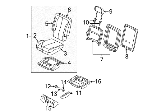 2006 Chrysler Pacifica Rear Seat Components Rear Seat Cushion Diagram for 1BC341L2AA