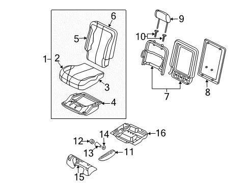 2006 Chrysler Pacifica Rear Seat Components Seat Cushion Foam Diagram for 5143247AA