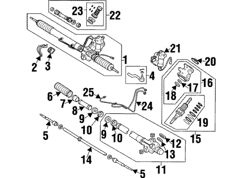 1995 Toyota Supra Steering Column & Wheel, Steering Gear & Linkage Power Steering Rack Sub-Assembly Diagram for 44204-14100