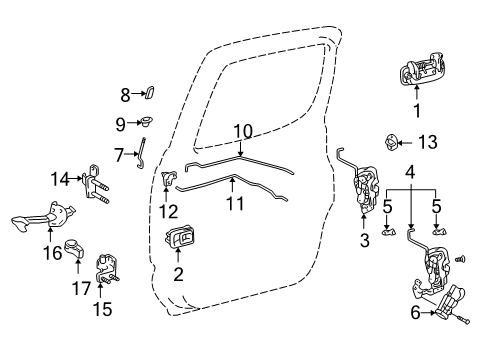 2002 Toyota Tacoma Rear Door Handle, Outside Diagram for 69230-35070